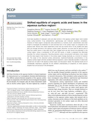Shifted Equilibria of Organic Acids and Bases in the Aqueous Surface Region† Cite This: Phys