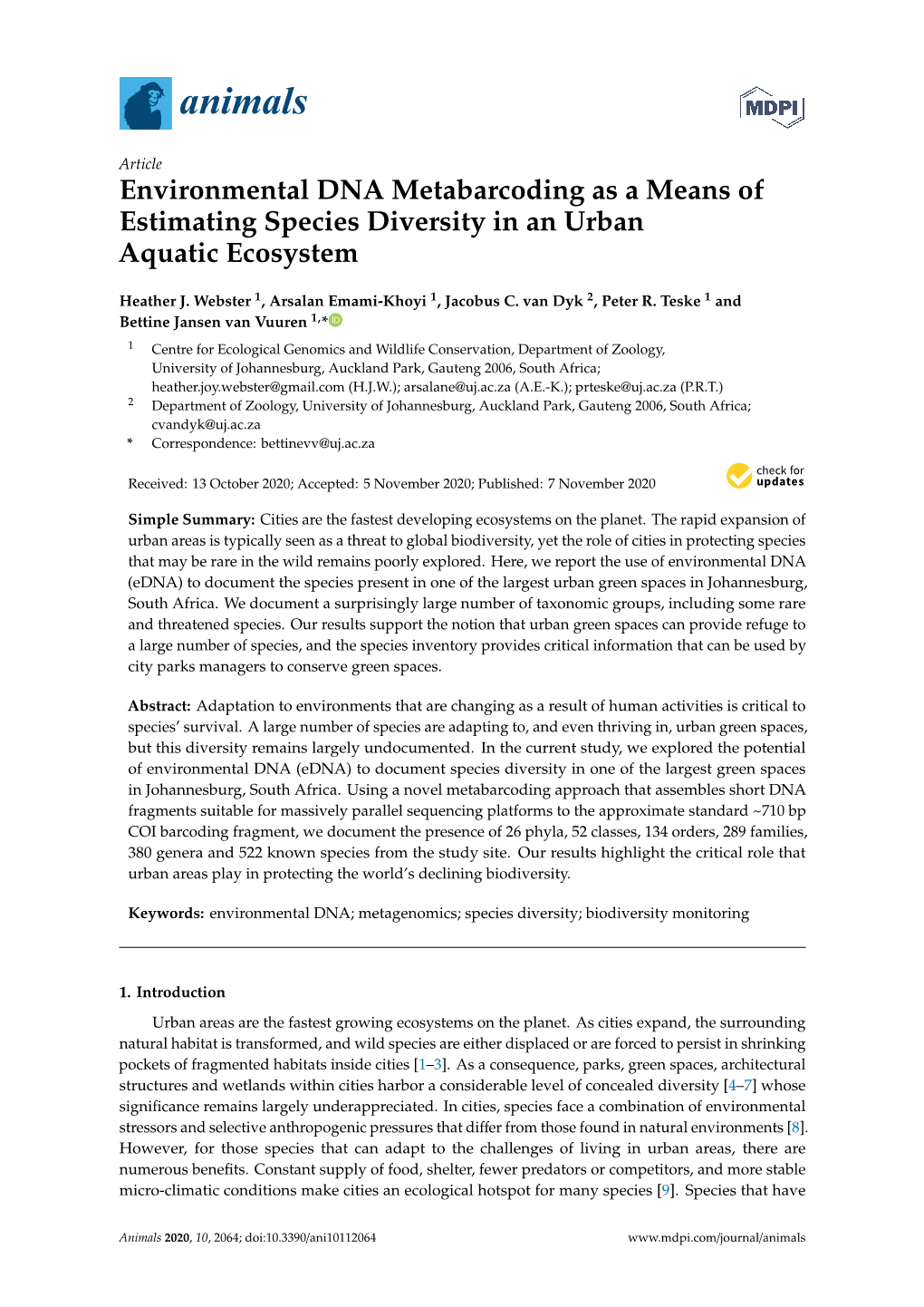 Environmental DNA Metabarcoding As A Means Of Estimating Species ...