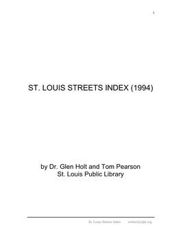 St. Louis Streets Index (1994)