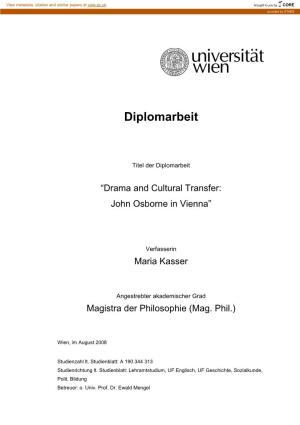 Drama and Cultural Transfer: John Osborne in Vienna”