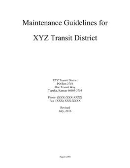 Maintenance Guidelines for XYZ Transit District