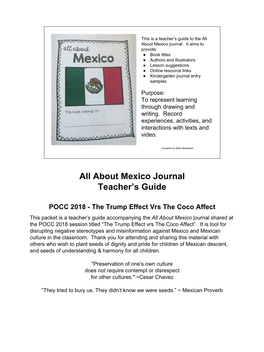 About Mexico Journal Teacher's Guide