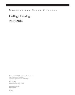 College Catalog 2013-2014