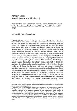 Review Essay Sexual Freedom's Shadowst