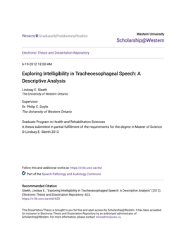 Exploring Intelligibility in Tracheoesophageal Speech: a Descriptive Analysis