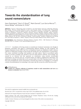 Towards the Standardisation of Lung Sound Nomenclature