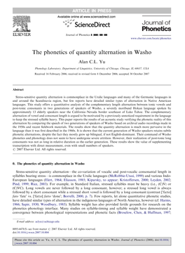The Phonetics of Quantity Alternation in Washo