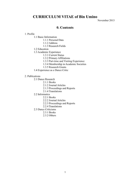 Curriculum Vitae of Bin Umino (Updated 7 April 2003)