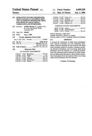United States Patent (19) 11 Patent Number: 4,609,535 Thomas 45 Date of Patent: Sep
