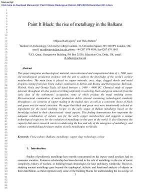 Paint It Black: the Rise of Metallurgy in the Balkans