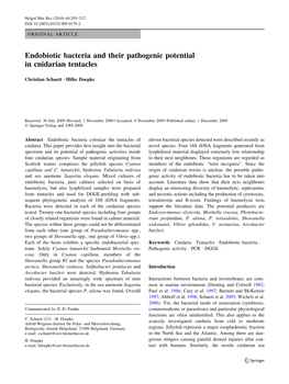 Endobiotic Bacteria and Their Pathogenic Potential in Cnidarian Tentacles
