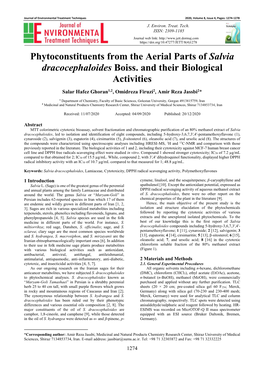 Phytoconstituents from the Aerial Parts of Salvia Dracocephaloides Boiss