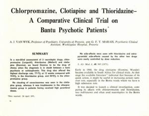 A C10mparative Clinical Trial on Bantu Psychotic Patients *