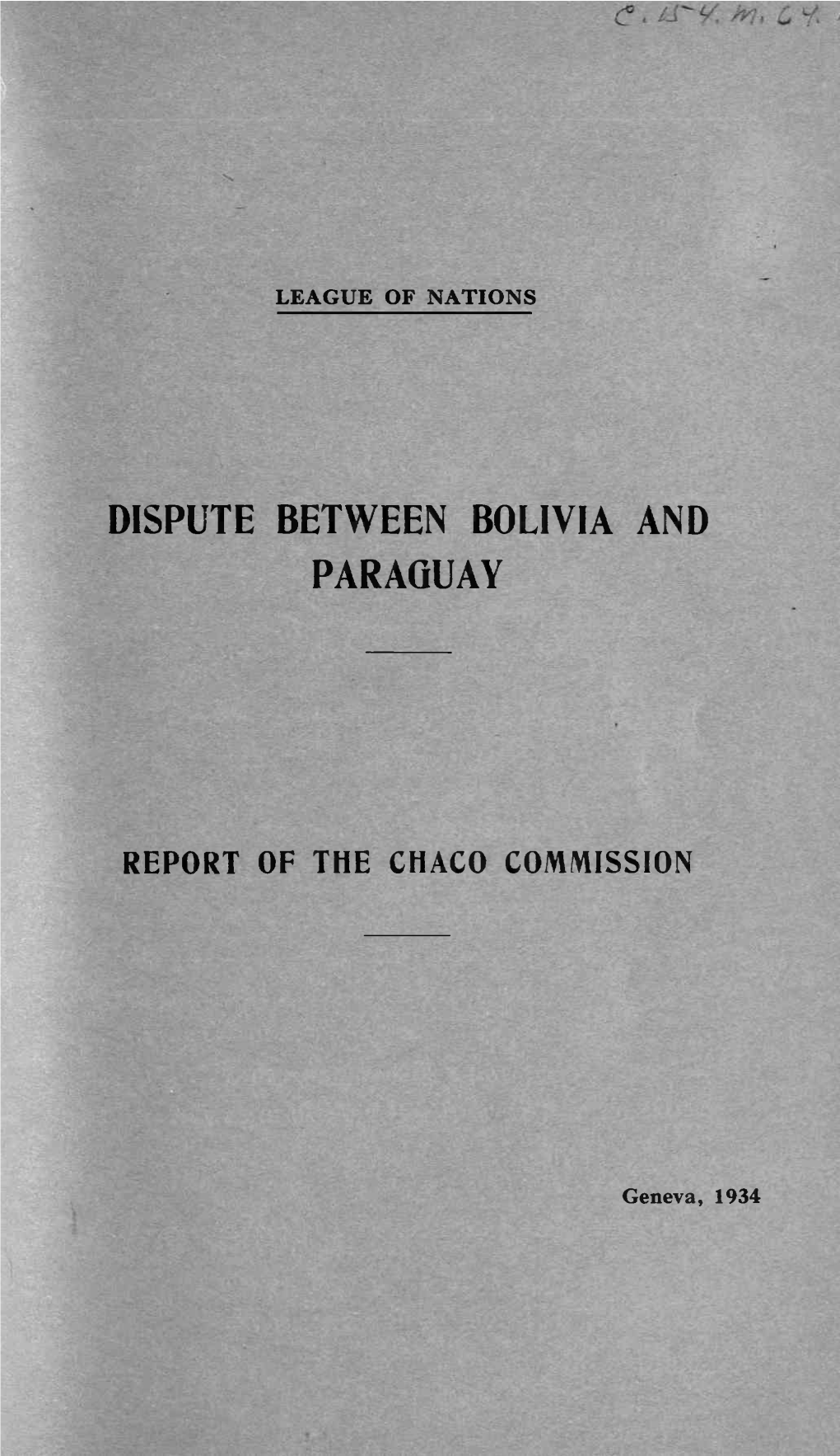 Dispute Between Bolivia and Paraguay