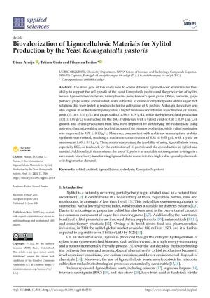 Biovalorization of Lignocellulosic Materials for Xylitol Production by the Yeast Komagataella Pastoris
