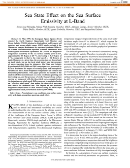 Sea State Effect on the Sea Surface Emissivity at L-Band