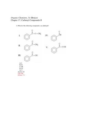 Organic Chemistry, 5E (Bruice) Chapter 17: Carbonyl Compounds II