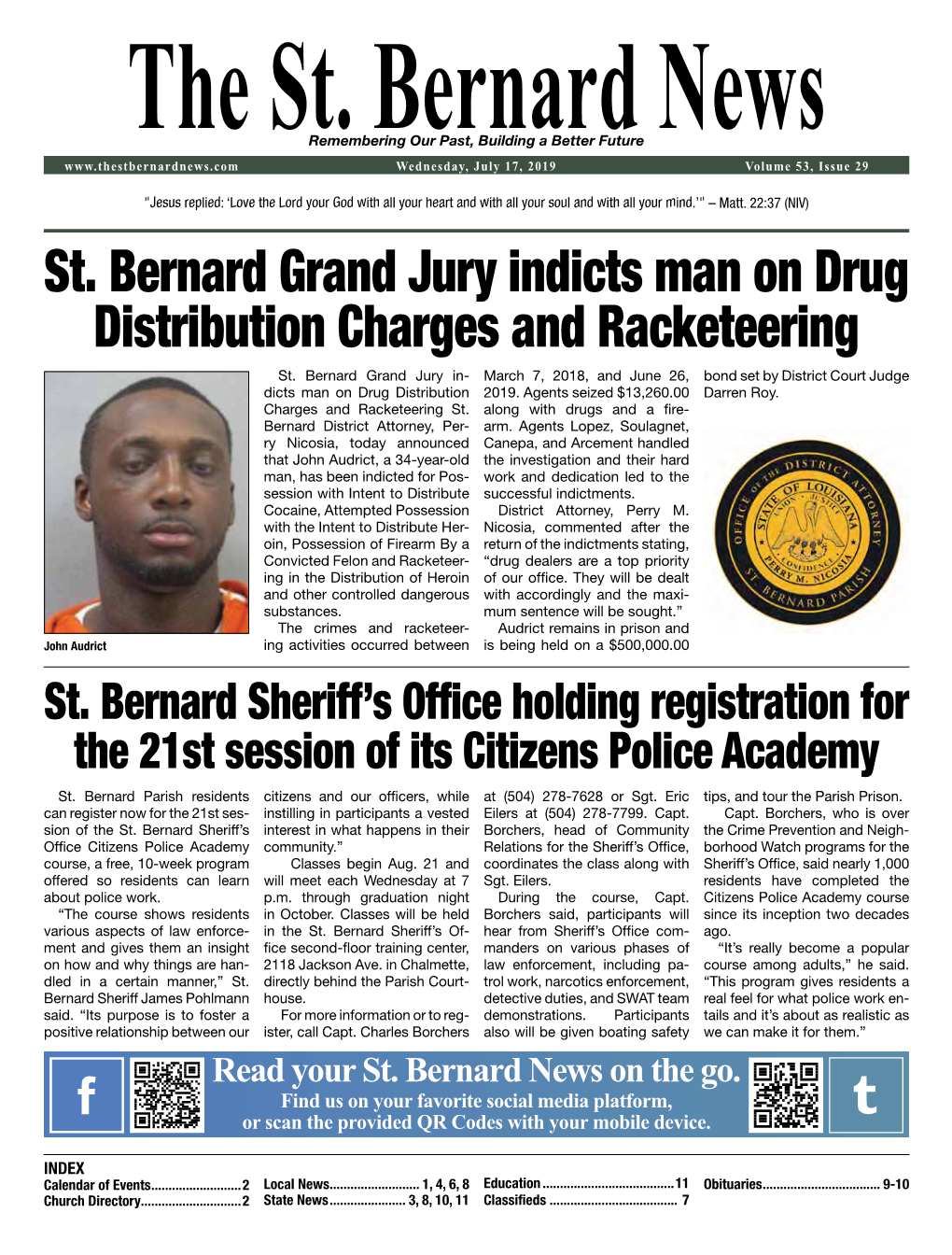 St. Bernard Grand Jury Indicts Man on Drug Distribution Charges and Racketeering St