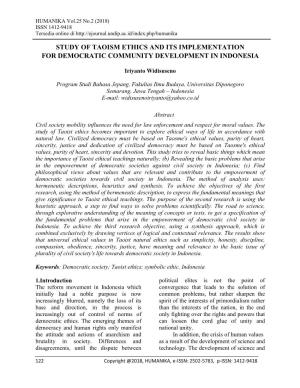Study of Taoism Ethics and Its Implementation for Democratic Community Development in Indonesia
