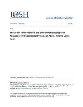 The Use of Hydrochemical and Environmental Isotopes in Analysis of Hydrogeological Systems of Abaya - Chamo Lakes Basin