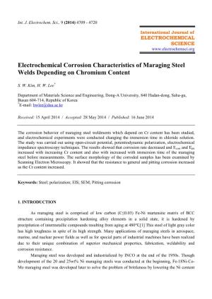 Electrochemical Corrosion Characteristics of Maraging Steel Welds Depending on Chromium Content