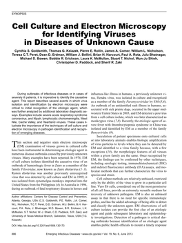 Cell Culture and Electron Microscopy for Identifying Viruses in Diseases of Unknown Cause Cynthia S
