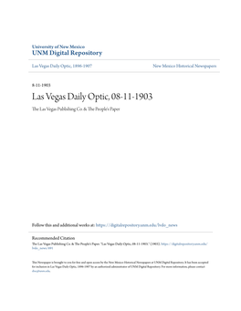 Las Vegas Daily Optic, 08-11-1903 the Las Vegas Publishing Co