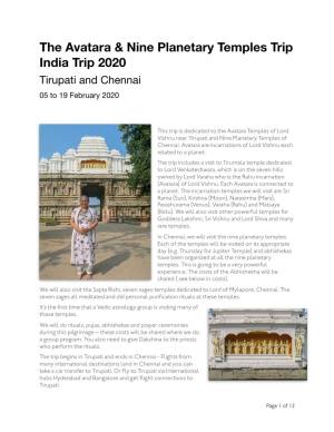 The Avatara & Nine Planetary Temples Trip India Trip 2020