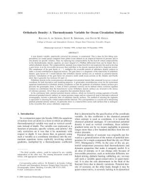 Orthobaric Density: a Thermodynamic Variable for Ocean Circulation Studies