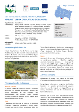 Marais Tufeux Du Plateau De Langres