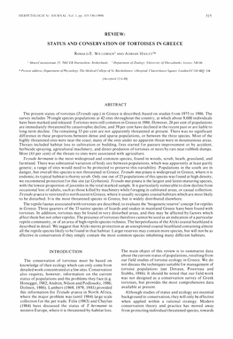 STATUS and CONSERVATION of TORTOISES in GREECE T. Hermanni