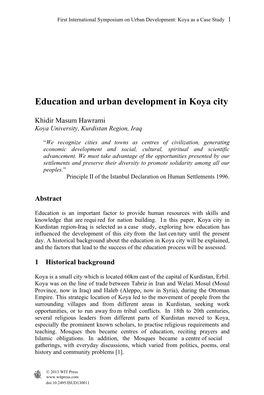 Education and Urban Development in Koya City