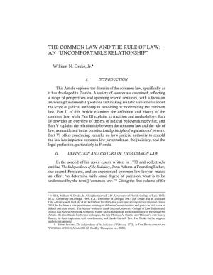 The Common Law and the Rule of Law: an “Uncomfortable Relationship”