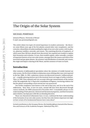 The Origin of the Solar System