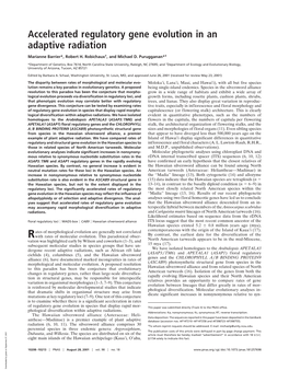 Accelerated Regulatory Gene Evolution in an Adaptive Radiation