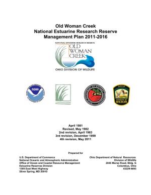 Old Woman Creek National Estuarine Research Reserve Management Plan 2011-2016