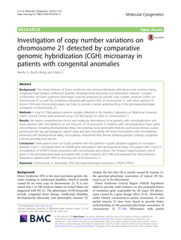 Investigation of Copy Number Variations on Chromosome 21 Detected by Comparative Genomic Hybridization