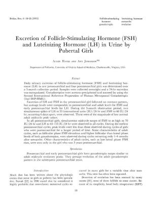 (FSH) and Luteinizing Hormone (LH) in Urine by Pubertal Girls