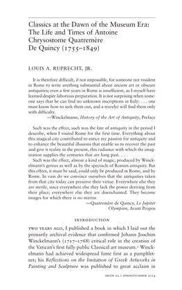 The Life and Times of Antoine Chrysostome Quatremère De Quincy (1755–1849)