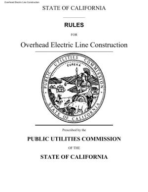 Overhead Electric Line Construction STATE of CALIFORNIA ______RULES