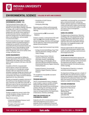 Environmental Science I College of Arts and Sciences