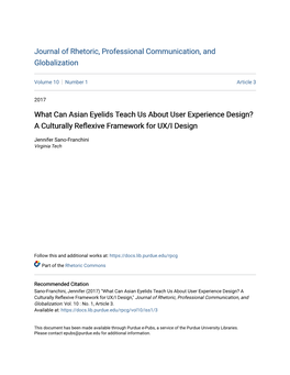 What Can Asian Eyelids Teach Us About User Experience Design? a Culturally Reflexive Framework for UX/I Design