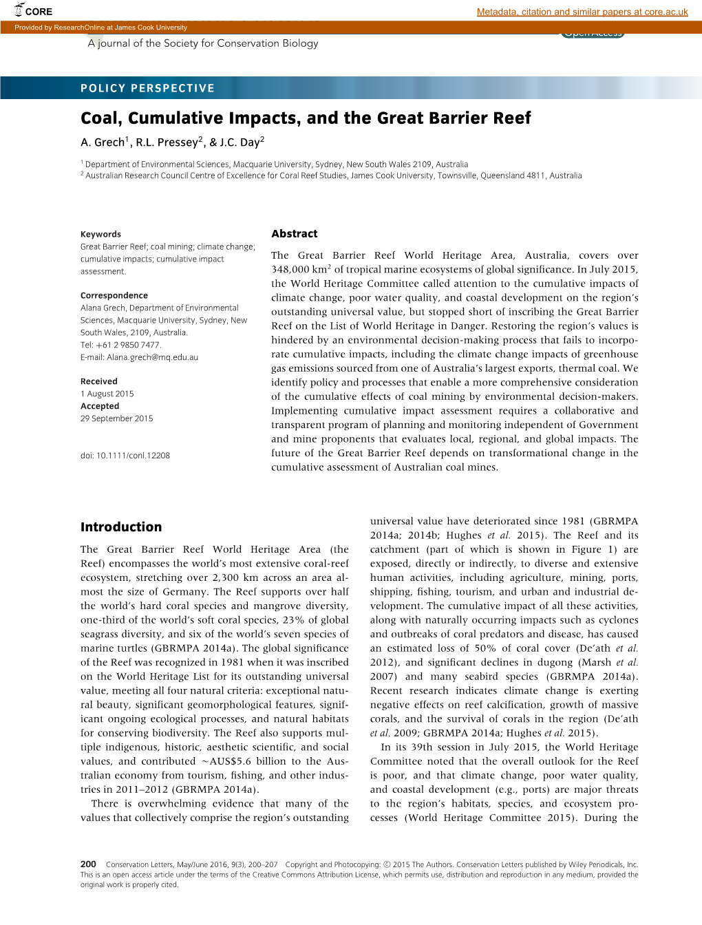 Coal, Cumulative Impacts, and the Great Barrier Reef A