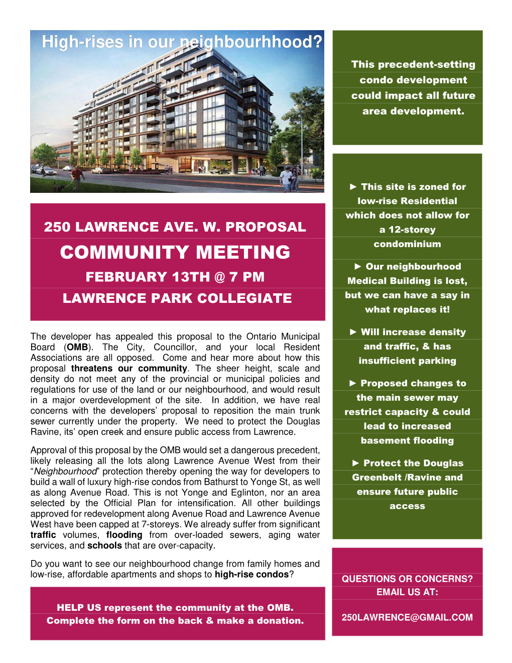 250 Lawrence Community Meeting Flyer Colour