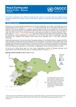 Nepal Earthquake District Profile - Rasuwa OSOCC Assessment Cell 10.05.2015