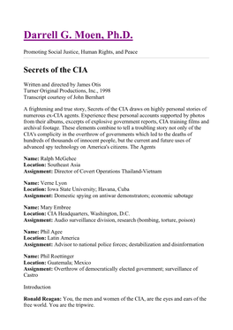 Verne Lyon Location: Iowa State University; Havana, Cuba Assignment: Domestic Spying on Antiwar Demonstrators; Economic Sabotage