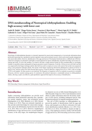 DNA Metabarcoding of Neotropical Ichthyoplankton: Enabling High Accuracy with Lower Cost