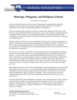 Marriage, Polygamy, and Religious Liberty