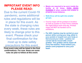 Improtant Event Info Please Read