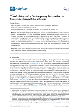 Theoartistry, and a Contemporary Perspective on Composing Sacred Choral Music